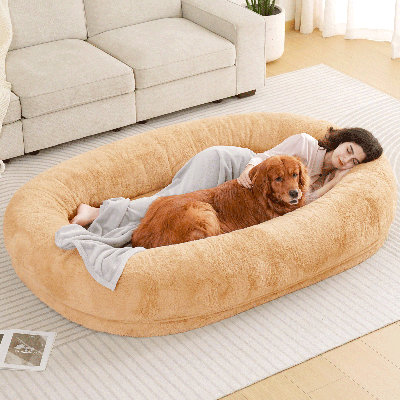 Lit pour chien grand format pour adultes et animaux de compagnie, lit pour chien de taille humaine pour personnes, couverture, housse amovible, sac de pois anti-dérapant pour grands chiens