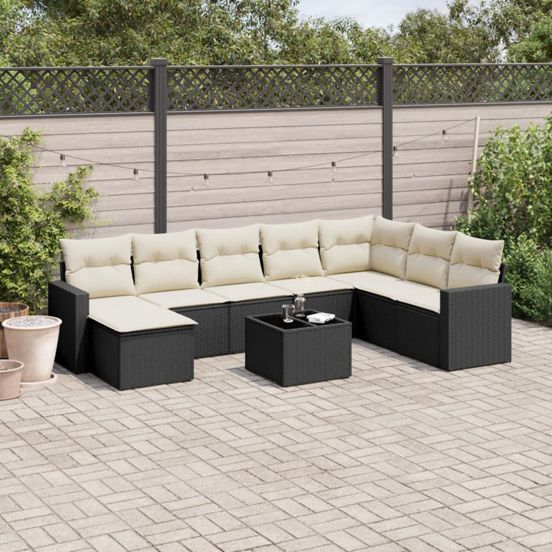 Ensemble de canapé de jardin Vidaxl noir, blanc crème