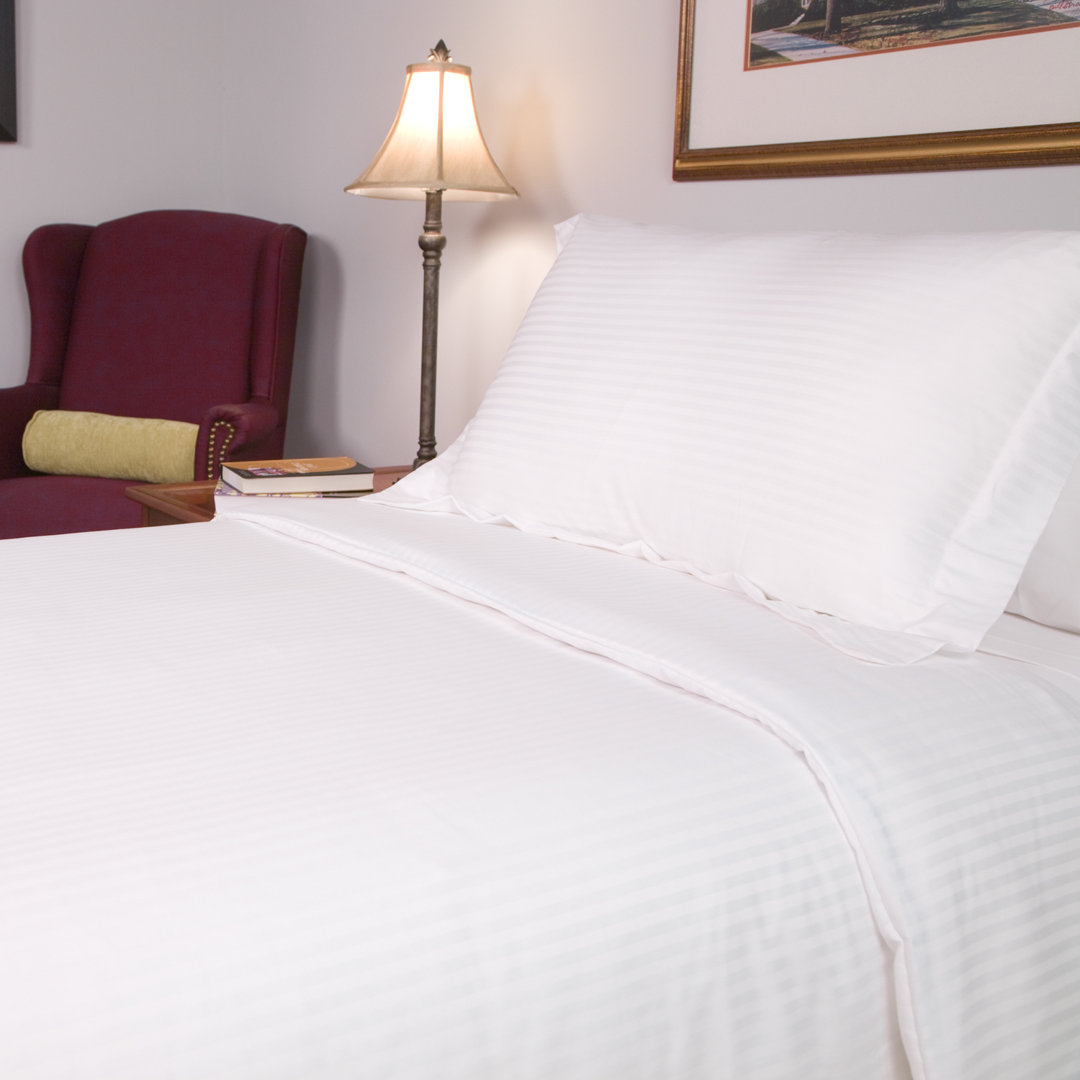 T-250 5 MM Satin Striped Cotton Blend Flat Sheet By Rifz (Set of 6) Rifz