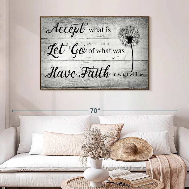 Citation «Have Faith», 46 po x 31 po, Cadre flottant noyer