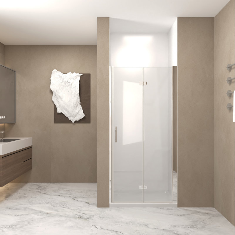35-34 "X 72" Bifold Shower Door, 1/4"(6Mm) Tempered Glass, Aluminum Frame, Explosion Proof Film, Chrome
