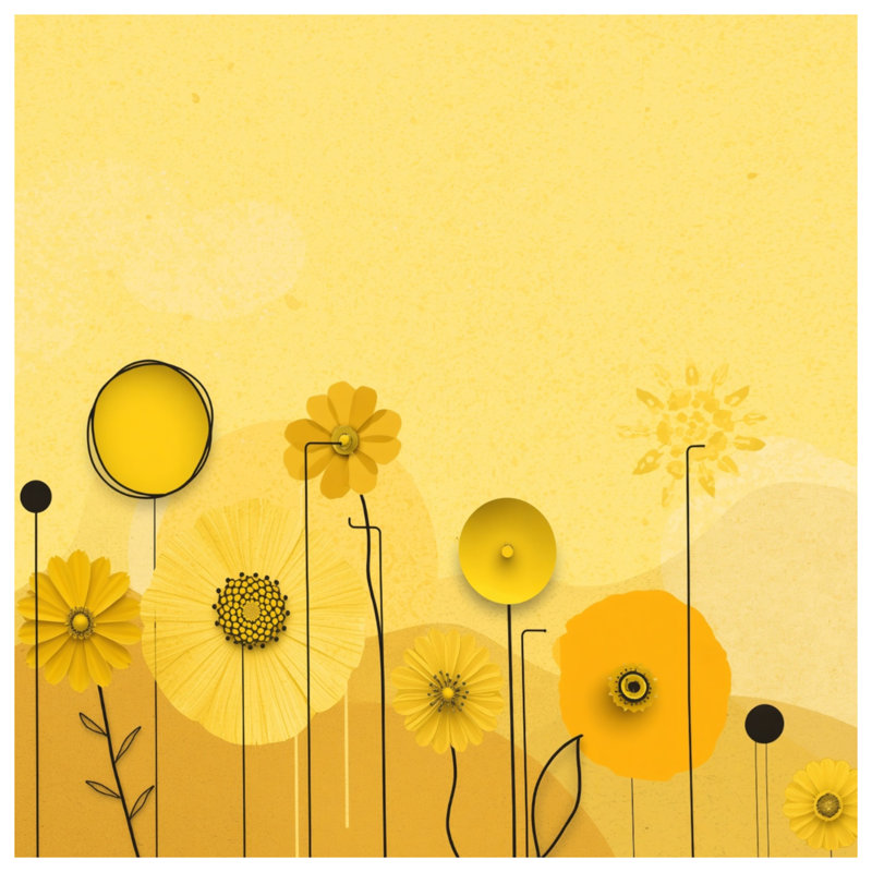 Yellow Artistic Flowers Comforter, Twin