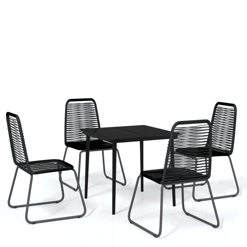 Ensemble de salle à manger de jardin d'extérieur noir