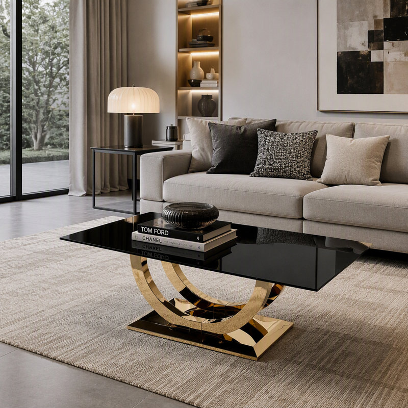 Table basse 50,4 "en verre noir