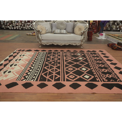 Geometric Pink Kilim Oriental Area Rug 8x11