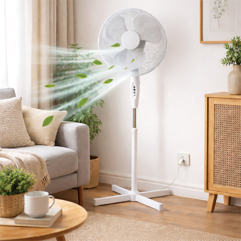 16" Pedestal Fan with Oscillation, Adjustable Height