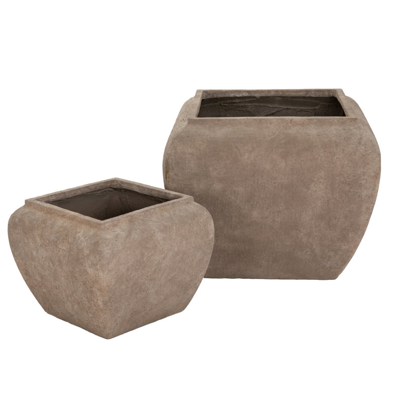 Marina Handmade Concrete Pot Planter, Brown