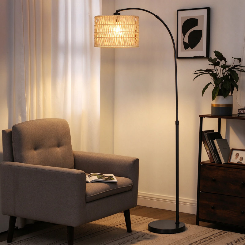 175cm Rattan Arched/Arc Floor Lamp