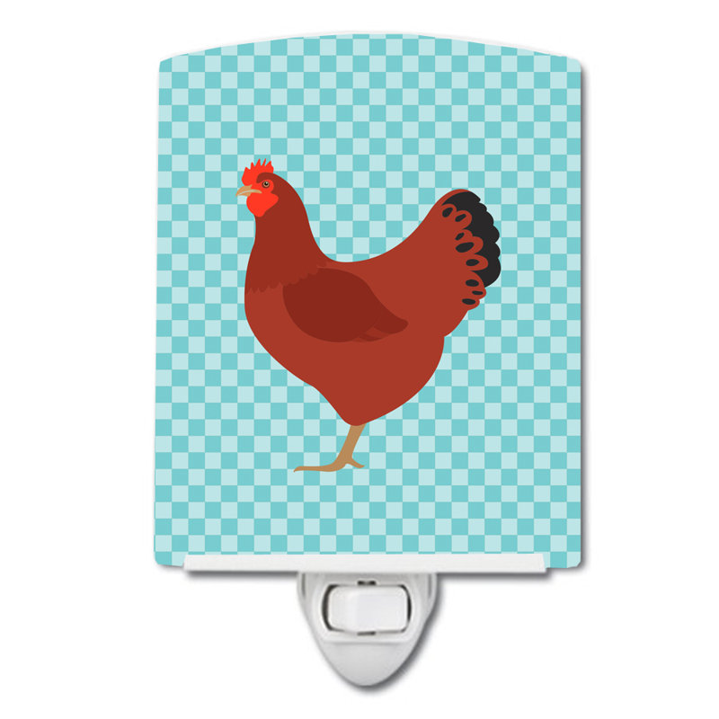 Nouvelle lampe de nuit en céramique à hampshire de poulet, Bleu