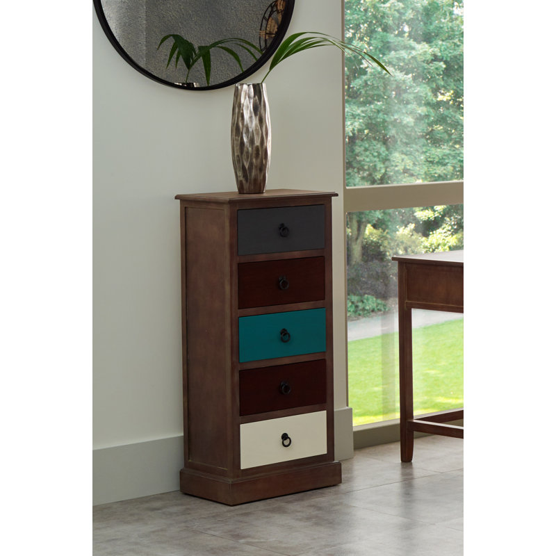 Cecelia Solid Wood 42cm W 5 - Drawer Chest of Drawers