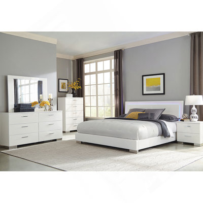White High Gloss 5-piece Queen Bedroom Set