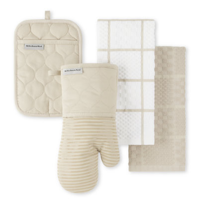 Ensemble de 4 serviettes de cuisine matelassées, gant de cuisine et poignées KitchenAid