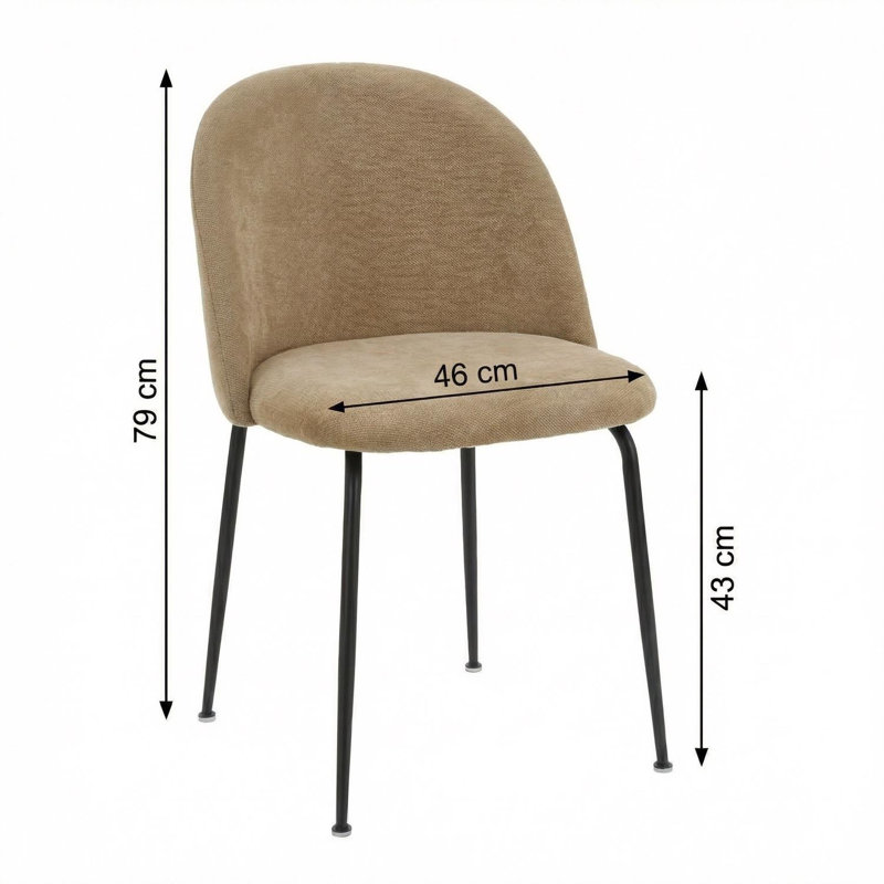 Fabric Upholstered Metal Side Chair, Beige