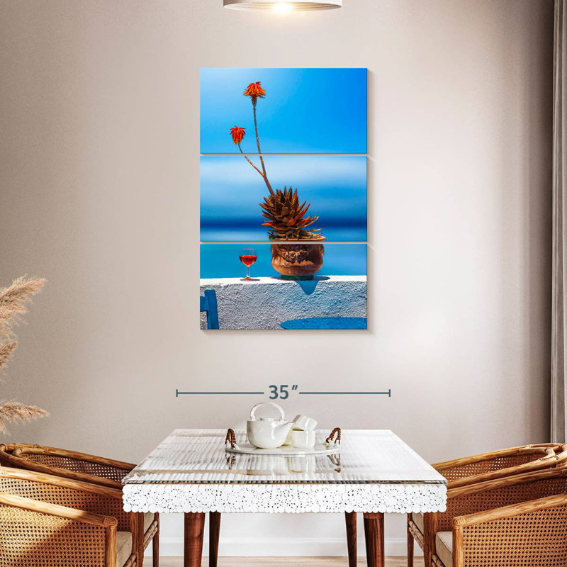 Harnek Enjoying Wine In Santorini, 45" H x 28" W