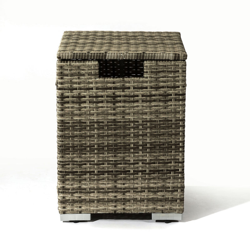 Fire Pit Table With Ceramic Tile Top And Tank Holder, Beige Table, 31.97In D, 19.67In W, 15.79In H, 80Lb Weight Tabletop , Depth, Width, Height,
