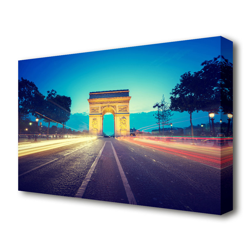 Arc De Triomphe 11 Paris - Wrapped Canvas Print, White Framed Paper, 101.6 cm H x 142.2 cm W x 4.4cm D