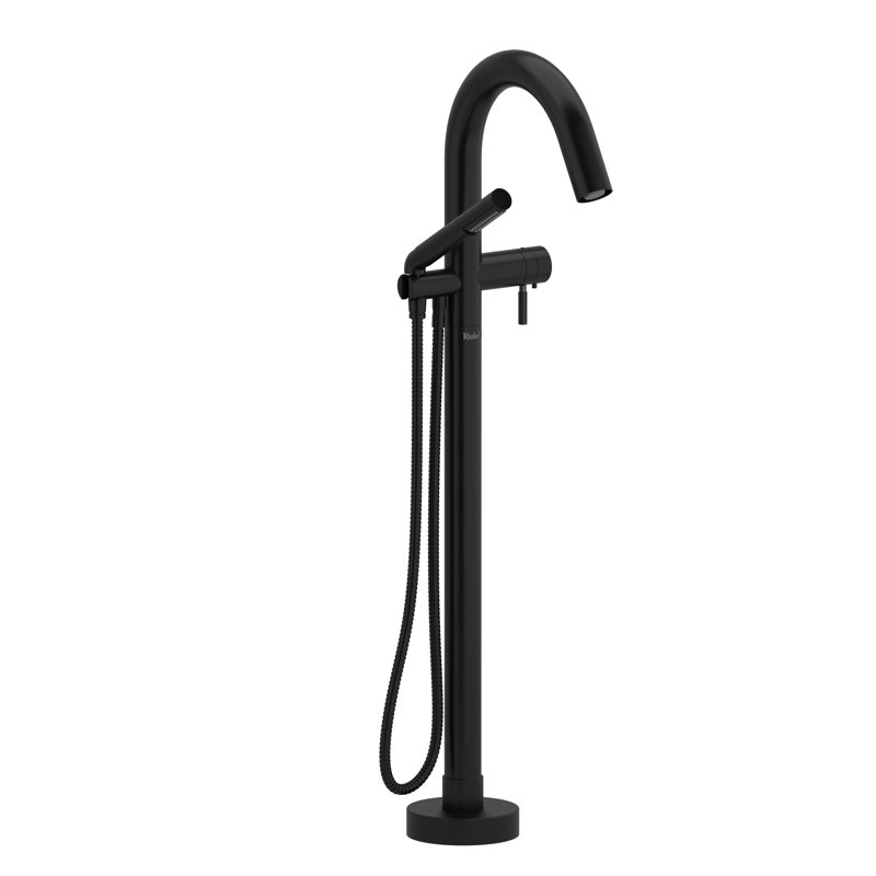 Riu Single Hole Floor Mount Tub Filler Trim, Black