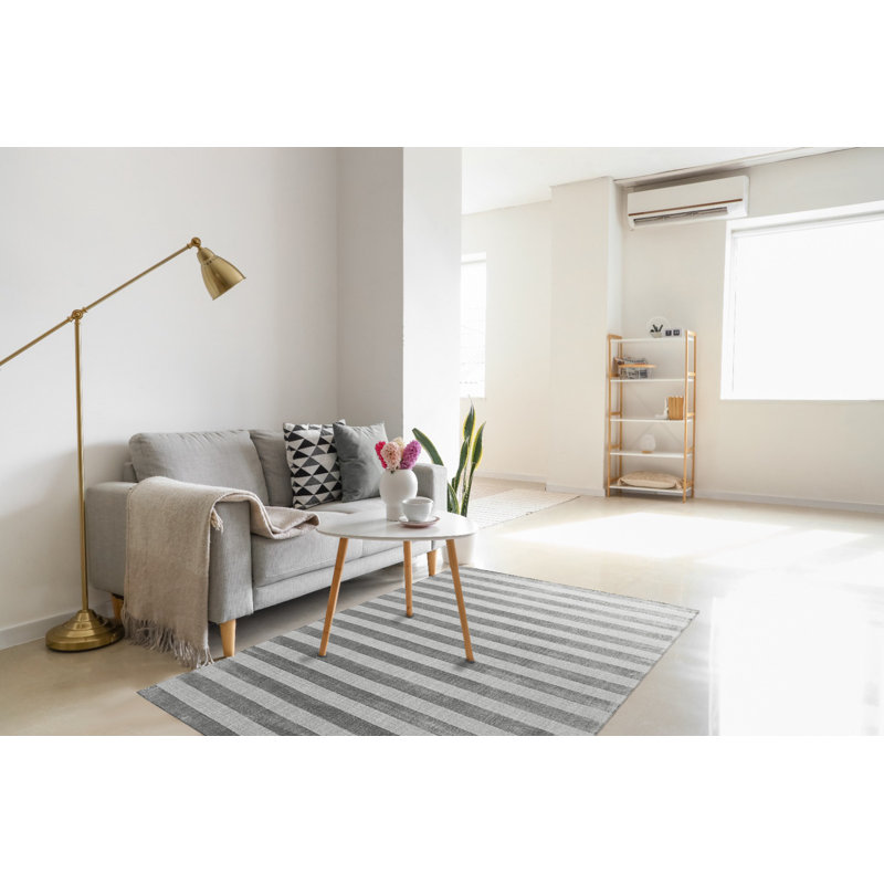 Tapis contemporain bleu fait à la main, Rectangle de 10 pi x 14 pi