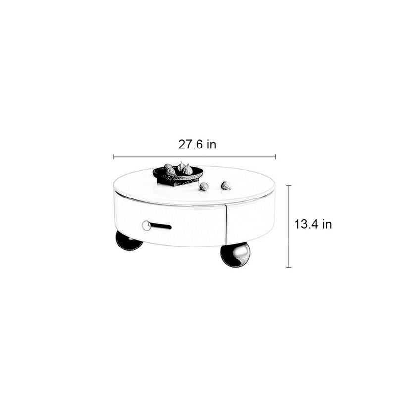 Simple round coffee table, 13.4" H x 27.6" L x 27.6" W