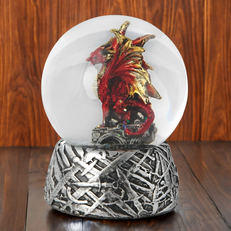 4"H Red Dragon Snow Globe