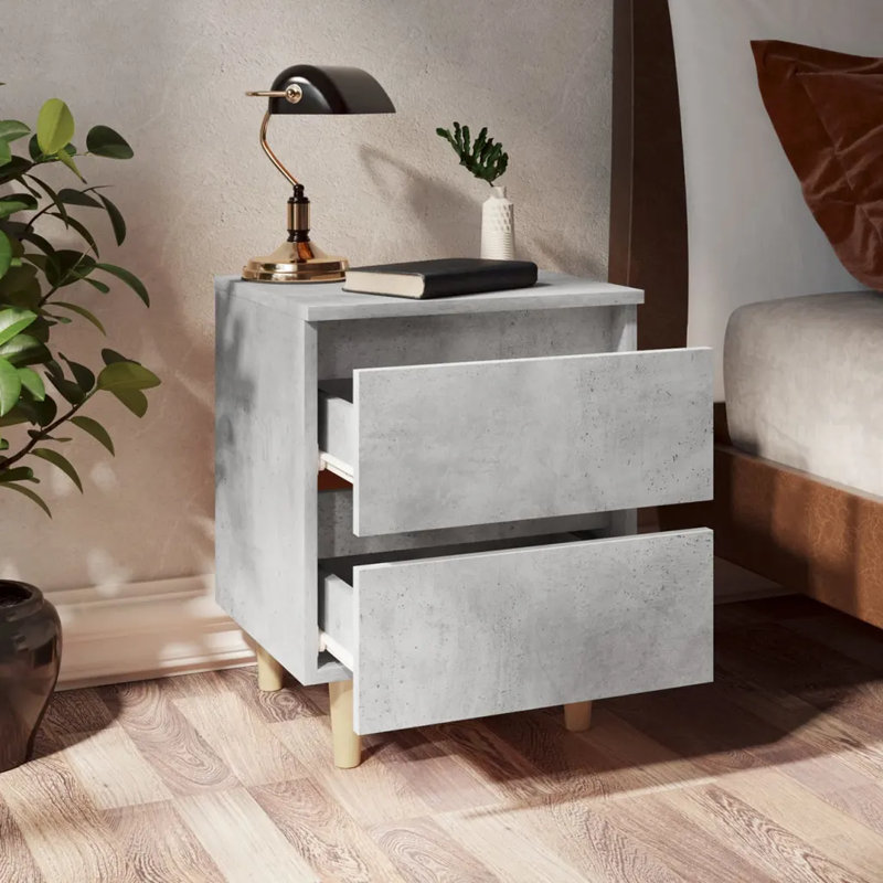vidaXL Bed Cabinet Engineered wood, Solid pinewood, Black, 1