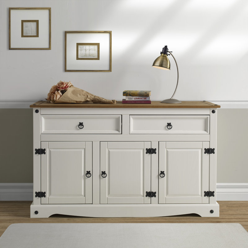 Corona 51.97" Wide 2 - Drawer Sideboard, White Wash Stain/Antique Brown Stain