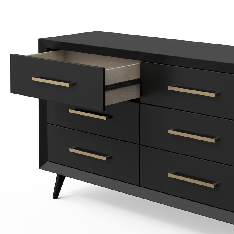 Commode double 6 tiroirs Cranbrook, Noir ébène