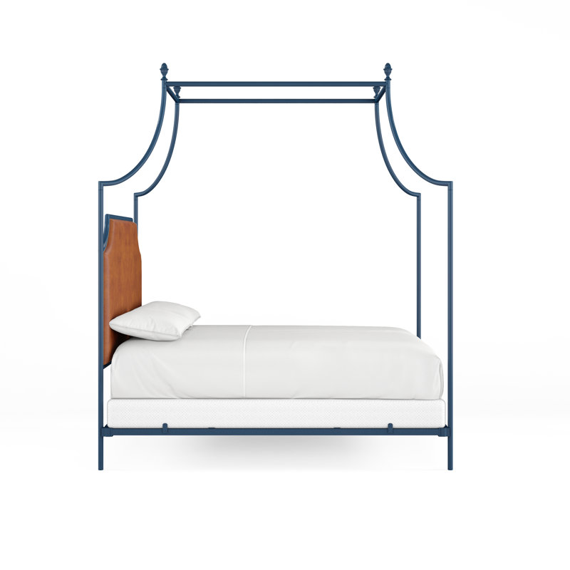 337 Flying Arch Canopy Bed | Complete Canopy, Queen, Navy Blue/Copper