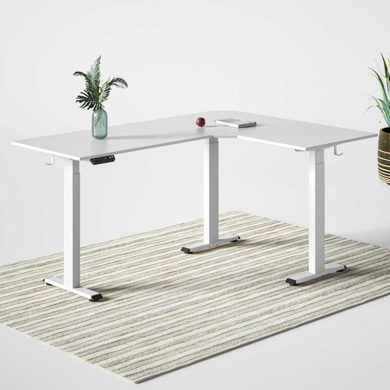 Juilo Adjustable L-Shaped Metal Base Standing Desk