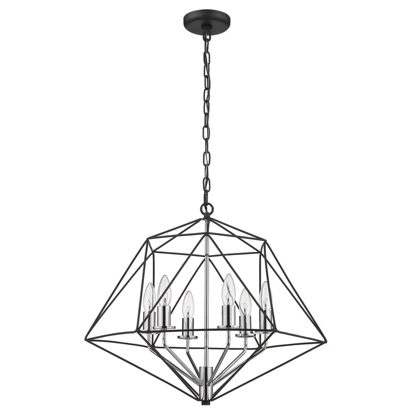 Luminaire suspendu géométrique 6 lumières Kiel, H 19,25 po x l 22,25 po x P 22,25 po