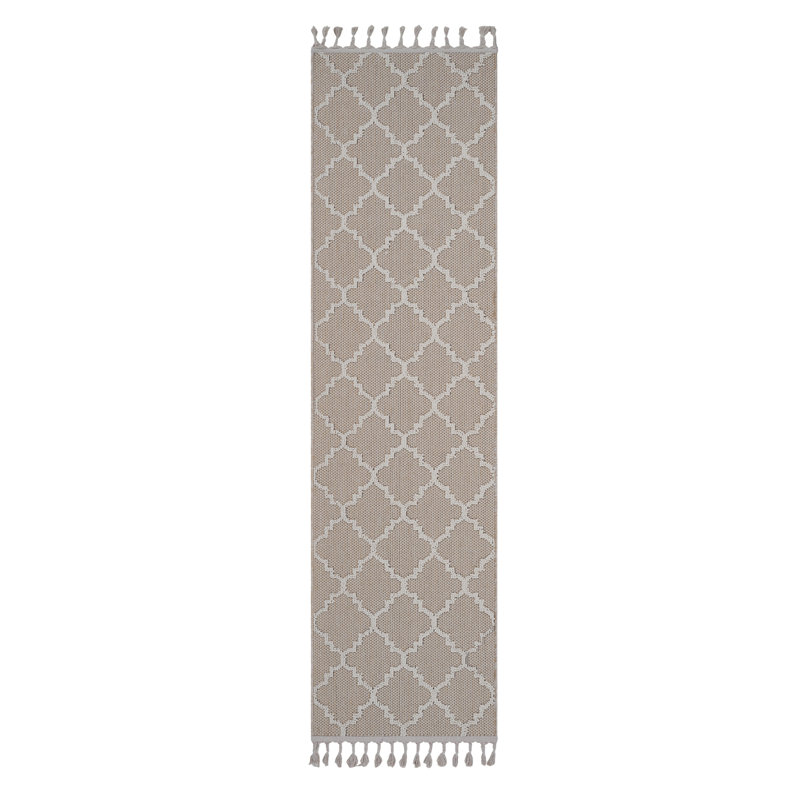 2X8 Ivory / Trellis Indoor / Outdoor Runner Rug, Runner 2'2" x 8'
