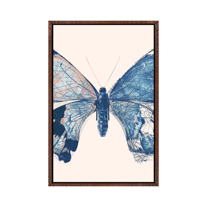 Butterfly V - Painting on Canvas, Classic Brown Wood Framed, 152.4cm H x 101.6cm W x 3.81cm D