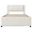 Lit plateforme double tapissier avec lit gigogne, lit gigogne peut être plat ou érigé, beige