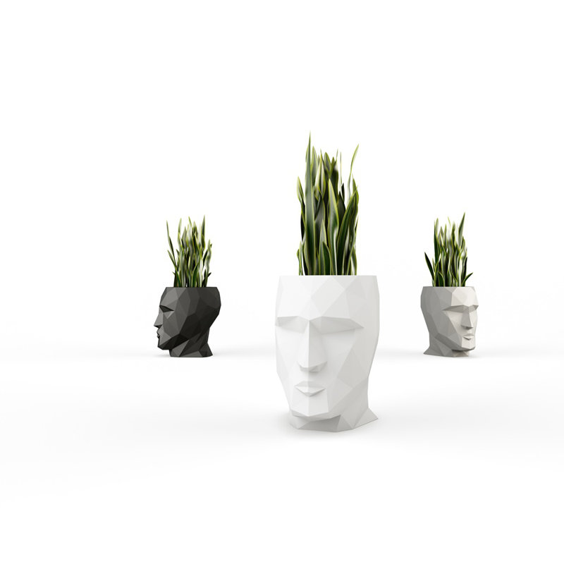 Adan Resin Statue Planter, White, 27.5" H x 19.75" W x 23.75" D