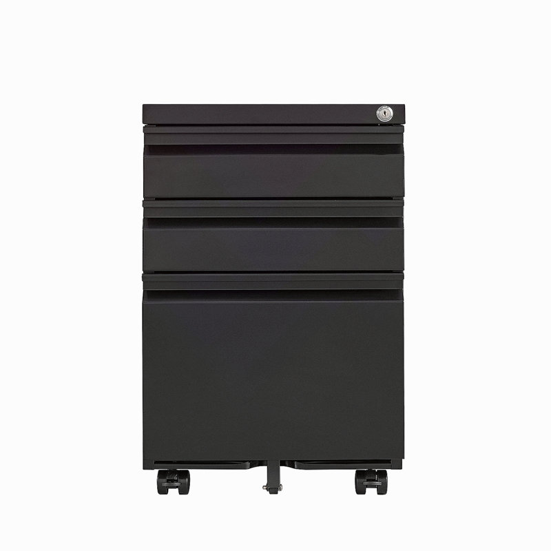3-Drawer Mobile Filing Cabinet With Lock, Office Storage Filing Cabinet Of Legal/Letter Size, Metal Filing Cabinet To Be Installation Required