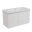 Meuble-lavabo mural polyvalent 36 po avec lavabo en céramique 36 po, portes flottantes à poignée libre et 2 tablettes latérales ouvertes, grand espace de rangement