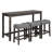 4-Piece Modern Bar Table Set with Built-in Power Outlet Sofa Behind Couch Table & 3 Padded Stools Dark Grey Upholstery Sturdy Metal Frame for Living Room, Dining & Home Office