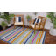 Tapis intérieur / extérieur en polyester tissé à la machine à rayures bleu / mauve / vert / rouille-856199960