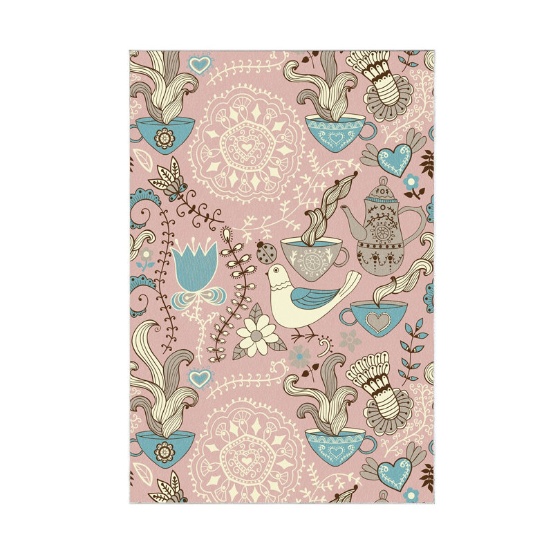 Tapis rose / brun / bleu Elvena, Tapis de couloir 3 pi 3 po x 6 pi 7 po