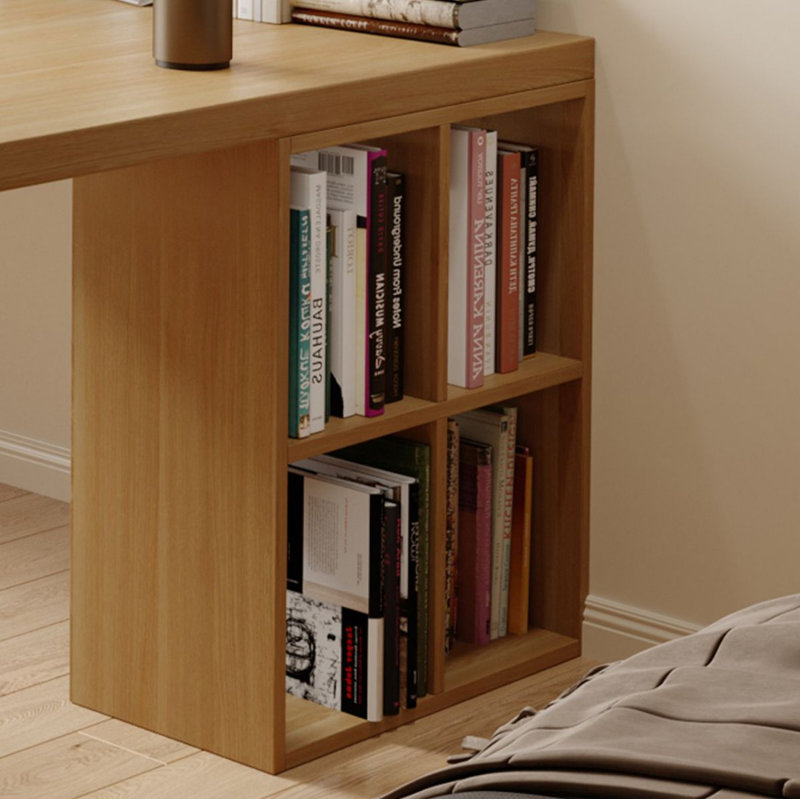 Bureau de direction en L en bois massif Burlywood, H 29,53 po x l 78,74 po x P 47,24 po