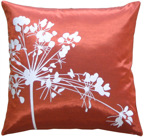 Coussin décoratif fleur Carlea, Rouge / Blanc