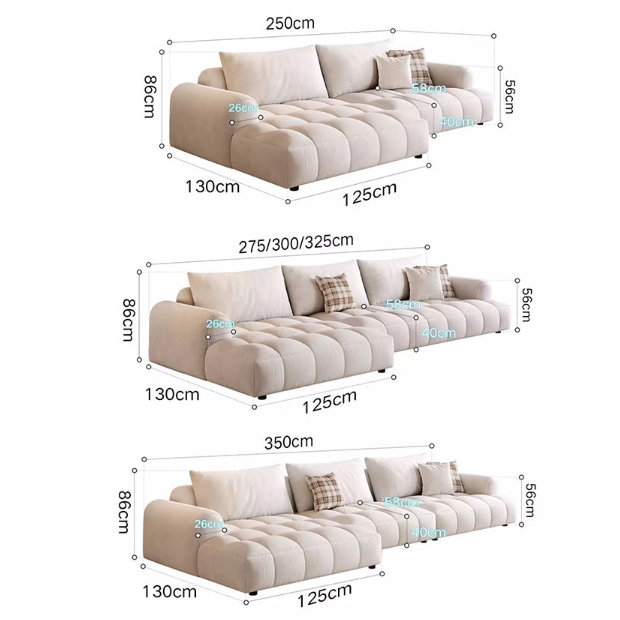 Suede Sofa, 3-seater 275cm