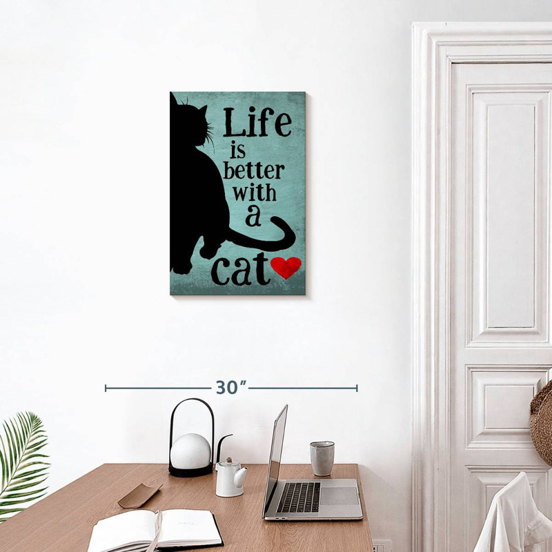Brampt Life Is Better With A Cat, H 24 po x l 16 po