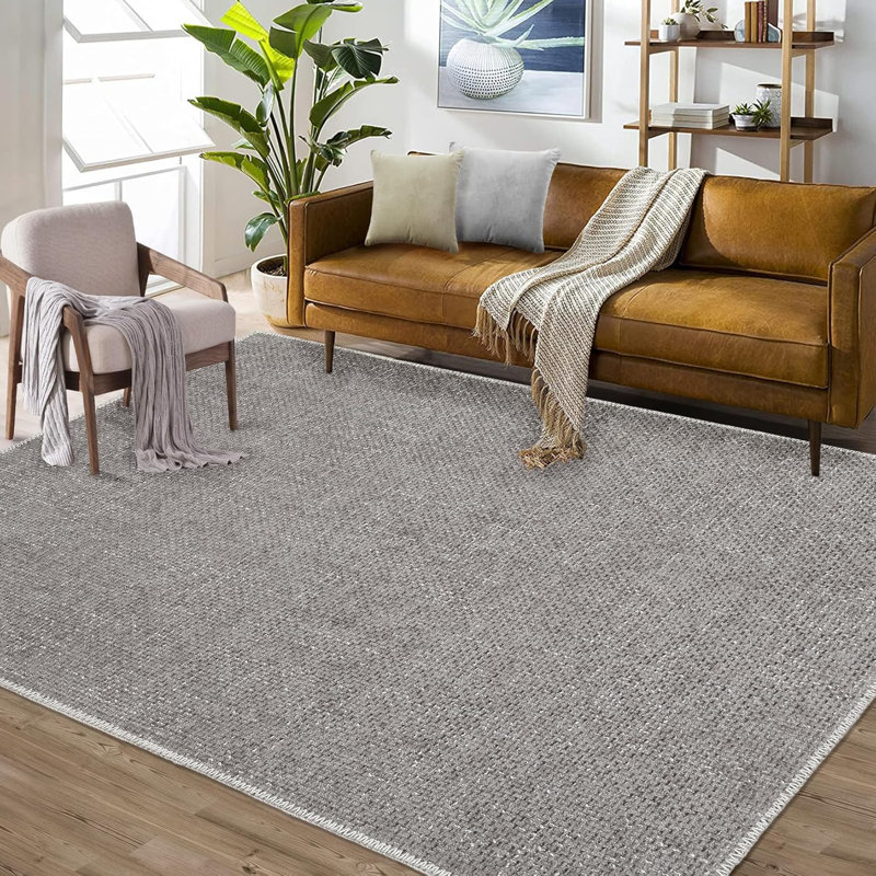 Rug – Non-Slip, Low Pile, Stain-Resistant, Washable, Solid Hallway Carpet for Kitchen, Bathroom, Laundry, Dark Gray