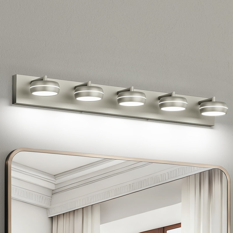 Dimmable LED Multi-Light Bathroom Vanity Fixture 5500K, 5 Lights, 5.2" H x 35.4" W x 1.18" D