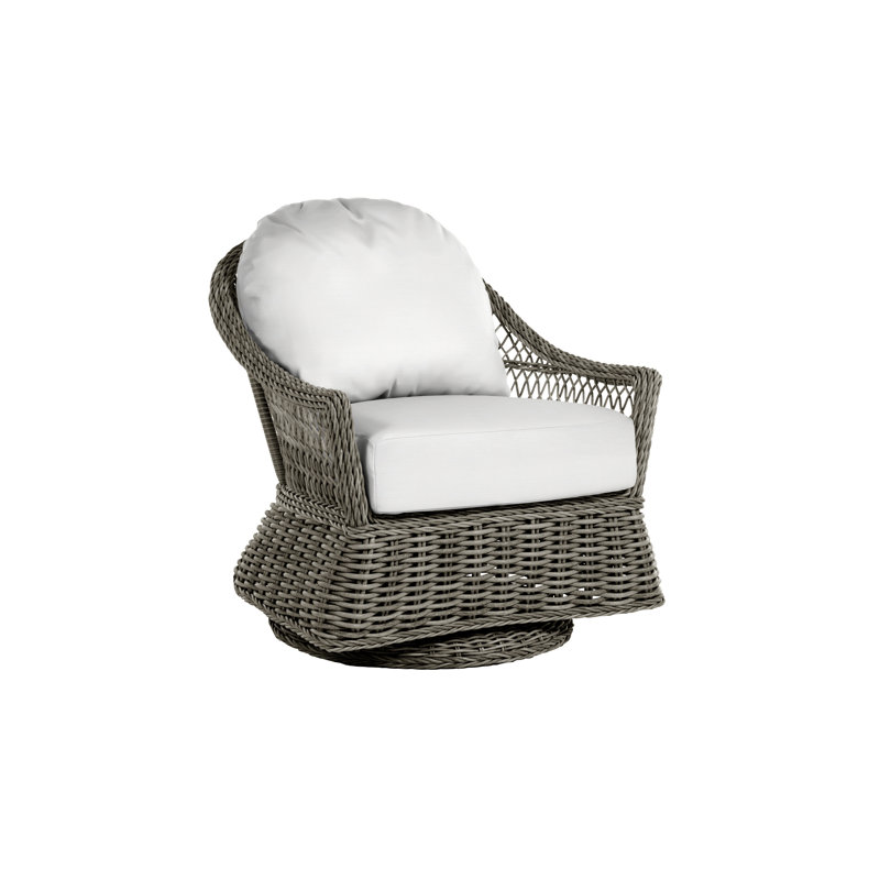 Soho Swivel Glider Chair with Cushions, Dove Sunbrella® Linen, Black, No Welt