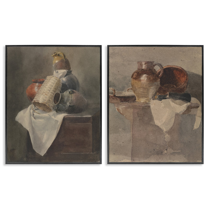  «Vintage Sundries Still Lifes», ensemble de 2 giclées par Peter Dewint, H 14 po x l 11 po, Giclée encadrée noir minuit