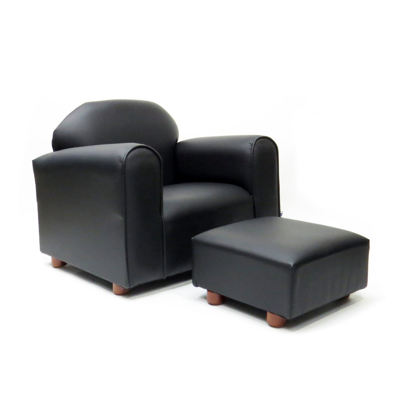 Kids 9'' Club Chair Chair and Ottoman, Black