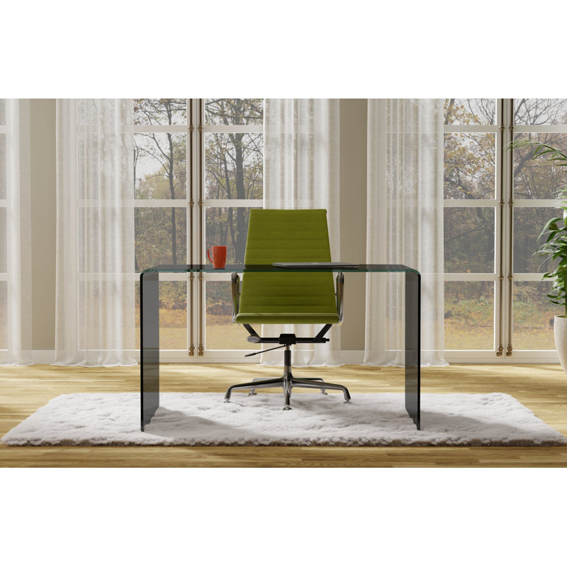 Bureau d'écriture en verre trempé All Clear, Gris, H 29 po x l 50 po x P 27,5 po