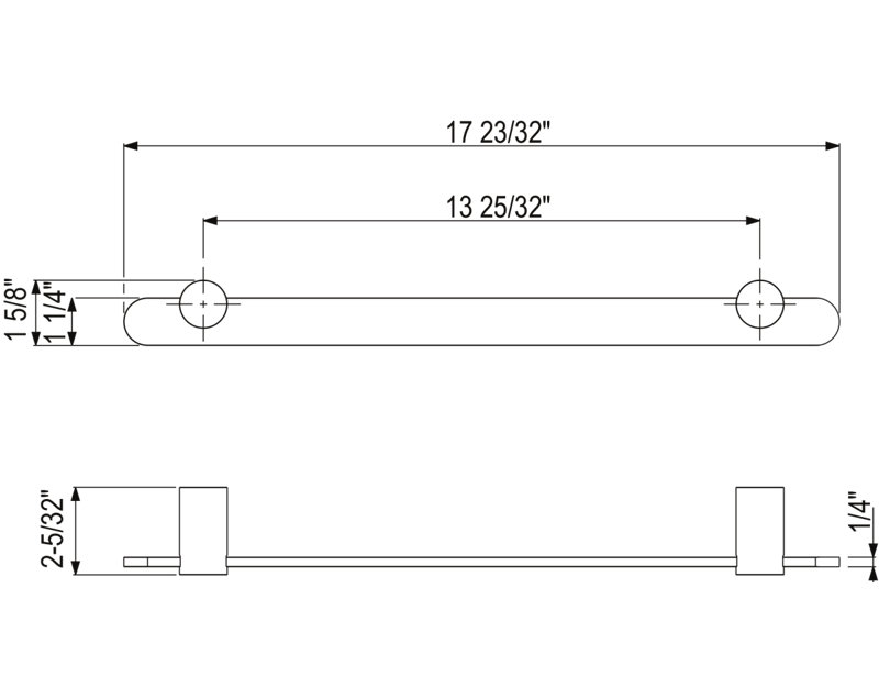 Eclissi Towel Bar, Satin Nickel, 1.62" H x 17.72" L x 2.16" D